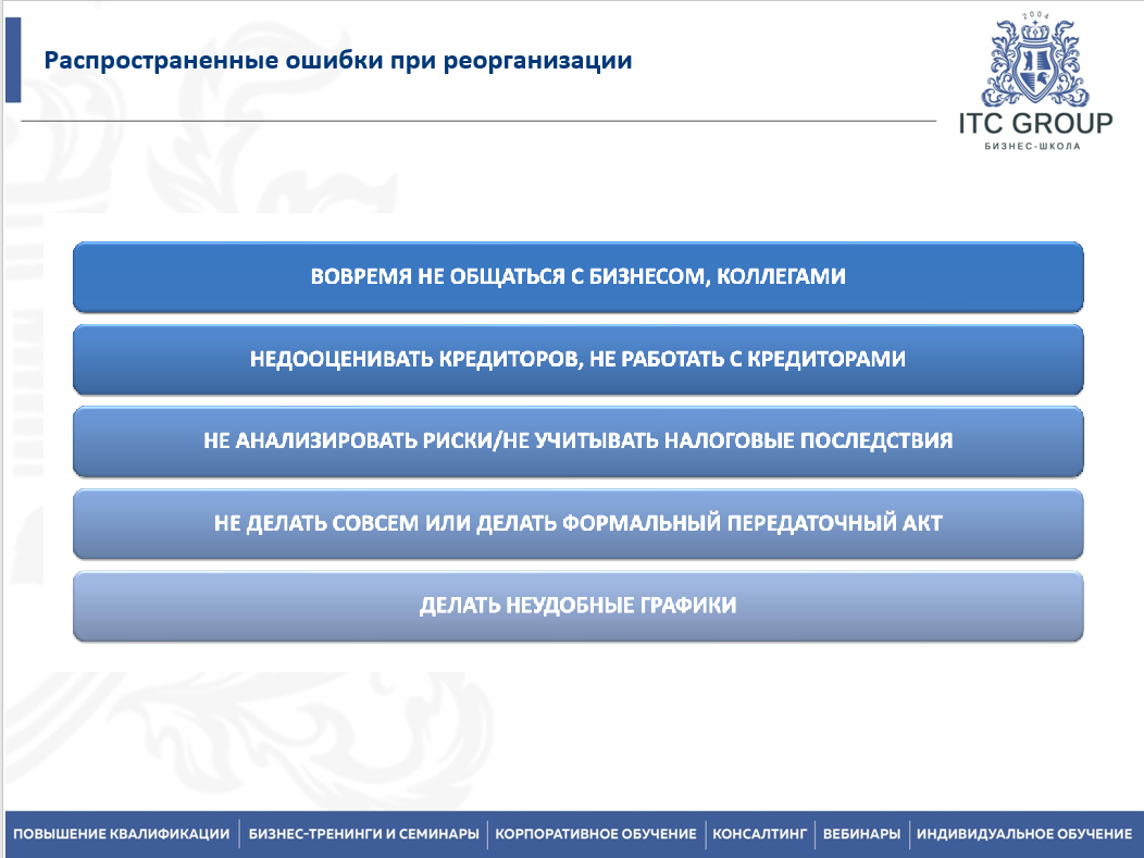 18 ноября 2025 года прошёл семинар на тему "Банкротство предприятия для собственника и юриста. Реорганизация, ликвидация юридического лица"