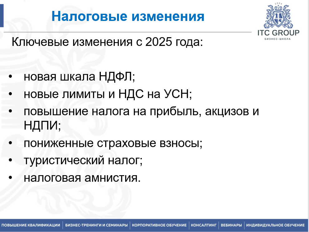 9-10 июля 2025 года прошёл семинар на тему "Изменения законодательства в бухгалтерском и налоговом учете"