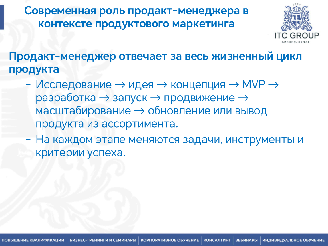 4-5 сентября 2026 года прошел семинар на тему "Продакт-менеджер (Менеджер по продукту). Продуктовый маркетинг. Вывод нового продукта на рынок"